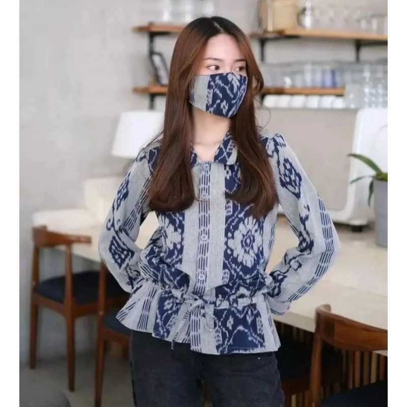 blouse - blouse wanita - atasan tenun - crop top - seragam kantor - baju kerja