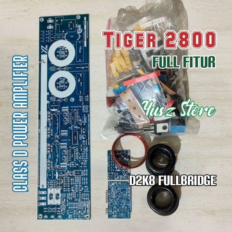 Paket DIY D2K8 Fullbridge Tiger 2800 Class D power Amplifier Full fitur