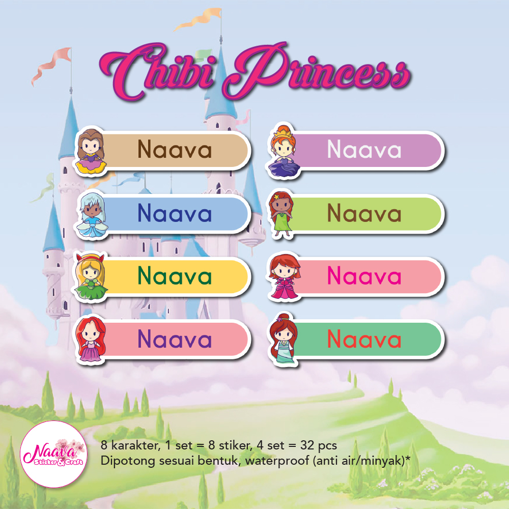 

STIKER LABEL BUKU CUSTOM NAMA ANAK - CHIBI PRINCESS