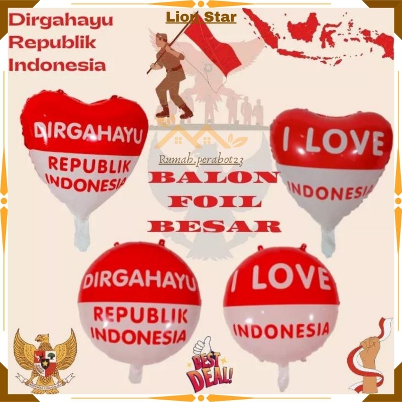 Balon Foil Merah Putih Dirgahayu Republik Indonesia HUT RI Balon Foil Bulat I Love  Indonesia Balon Hiasan Dekorasi Aksesoris 17 Agustus 17an