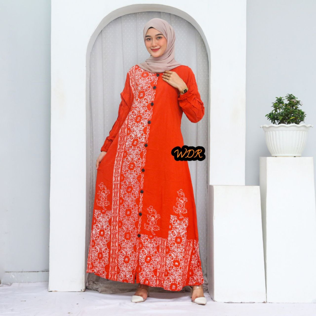 GAMIS RAYON PREMIUM BUSUI KANCING DEPAN MOTIF TERBARU