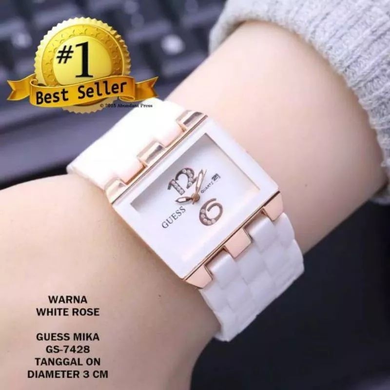 JAM TANGAN WANITA FASHION RANTAI MIKA ANALOG TANGGAL AKTIF