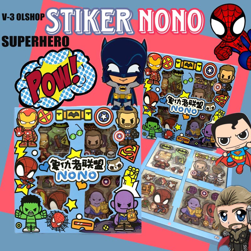 

Sticker SUPERHERO Mix Avengers Superman Spiderman Marvel isi 100 Lembar per box