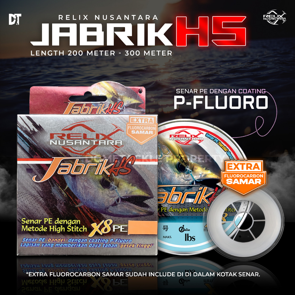 Bonus Leader | Jabrik HS X8 Pack 200 300 400 500 Meter Relix Nusantara Multicolour Senar Pancing Ben