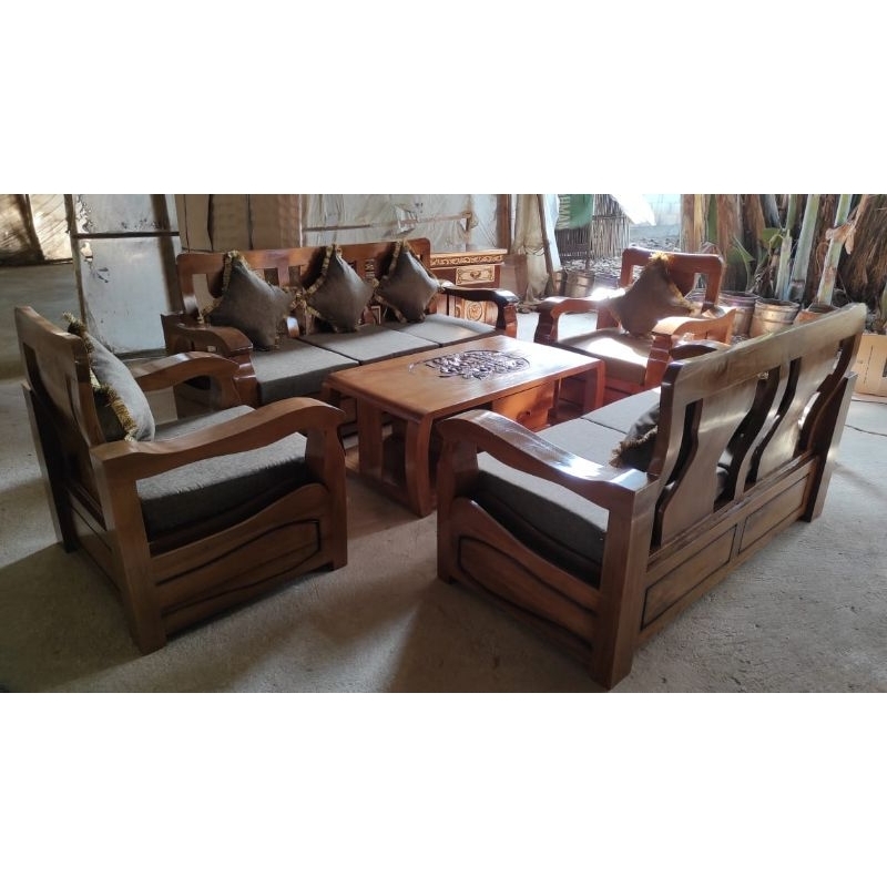 kursi tamu bison bahan kayu jati tebal