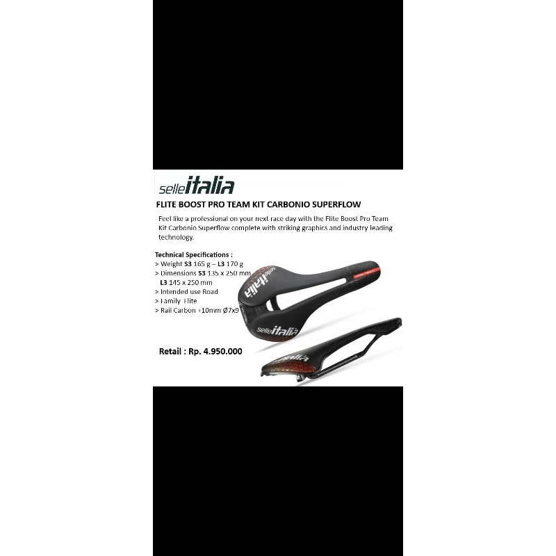 Saddle selle italia flite boost pro team kit carbonio superflow