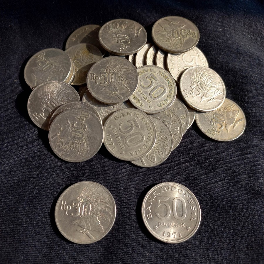 Uang Koin Kuno Indonesia 50 Rupiah Cendrawasih 1971