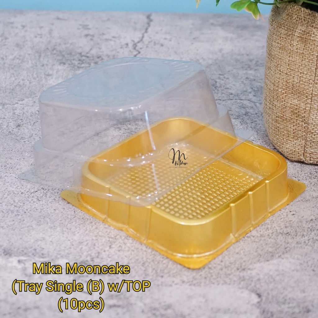 Tray Mika Mooncake Gold 125gr + Tutup (10pcs) (Tray Single (B) w/TOP 125gr
