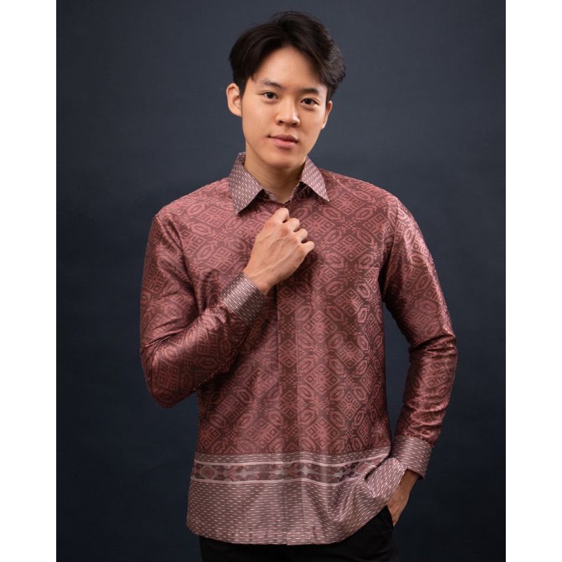 [READY BEST SELLER] Kemeja Batik Pria Lengan Panjang - Kemeja Tenun Songket Baron - Tenun Jepara War