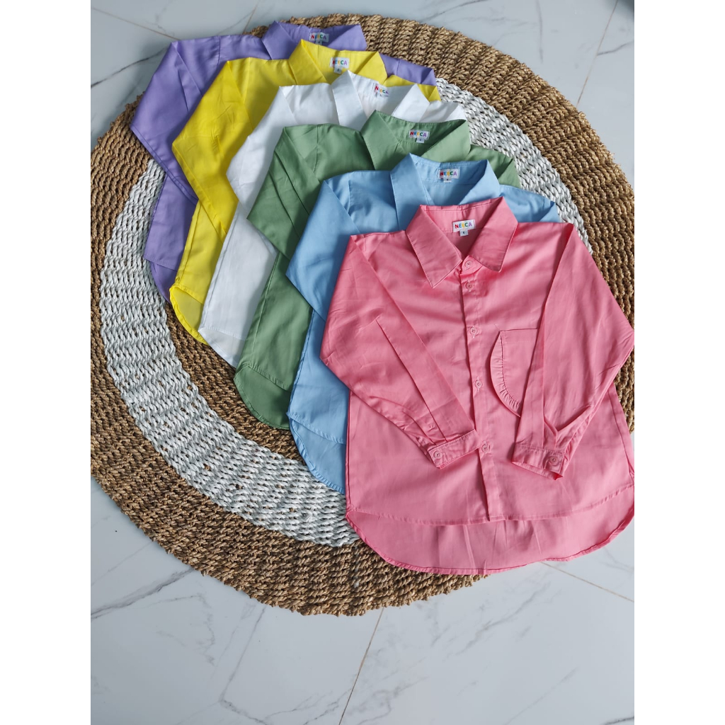 Kemeja Askara Kemeja Poplin Full Kancing Anak Cewek Murah Neeca Kiddos Size 6 8 10 12 14 Years