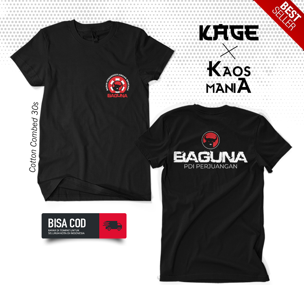 Baju Kaos Pria BAGUNA PDI PERJUANGAN - Kaos PDIP Keren KAOS KAGE