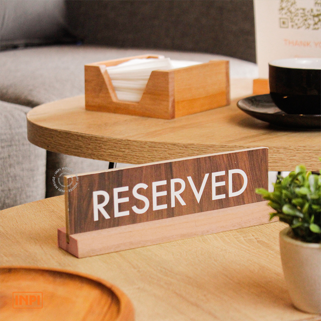 

papan tanda meja - reserved sign - desk sign - Hitam Putih