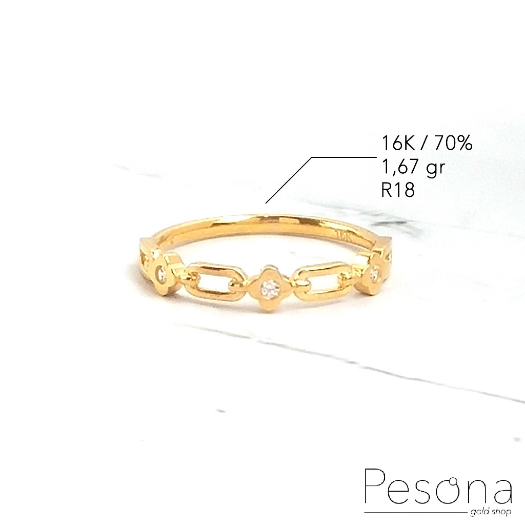 CINCIN EMAS KUNING MODEL BUNGA R18 | 16K | 1,67 gram