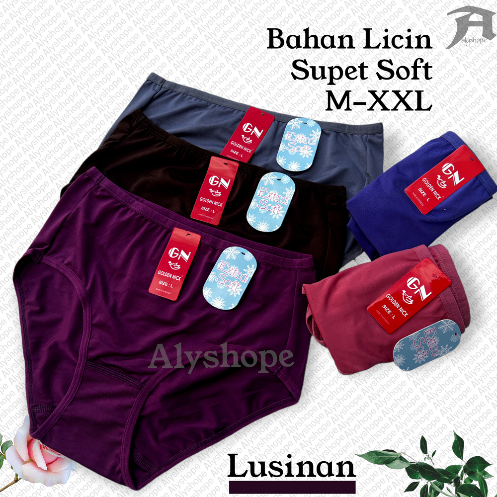 Celana Dalam Golden Nick 132 Cd Wanita Super Soft Bahan Licin Cutting Midi Polos