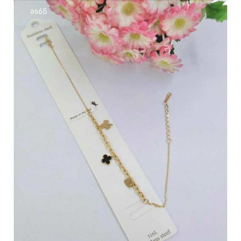 Gelang titanium Clover mata hitam Gelang rantai Gelang gold