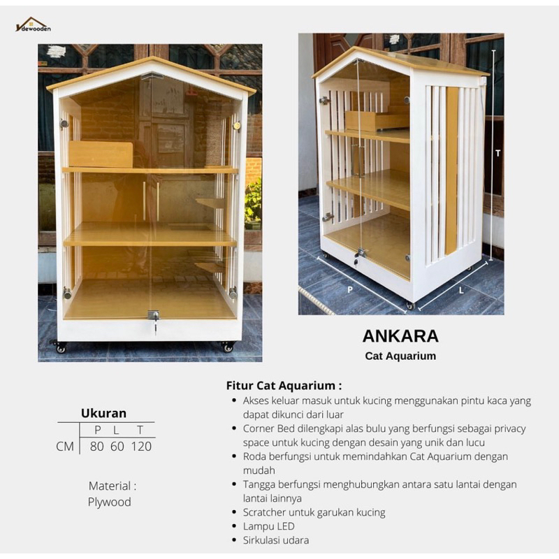 Kandang Kucing Kayu /Cat Aquarium "Ankara"