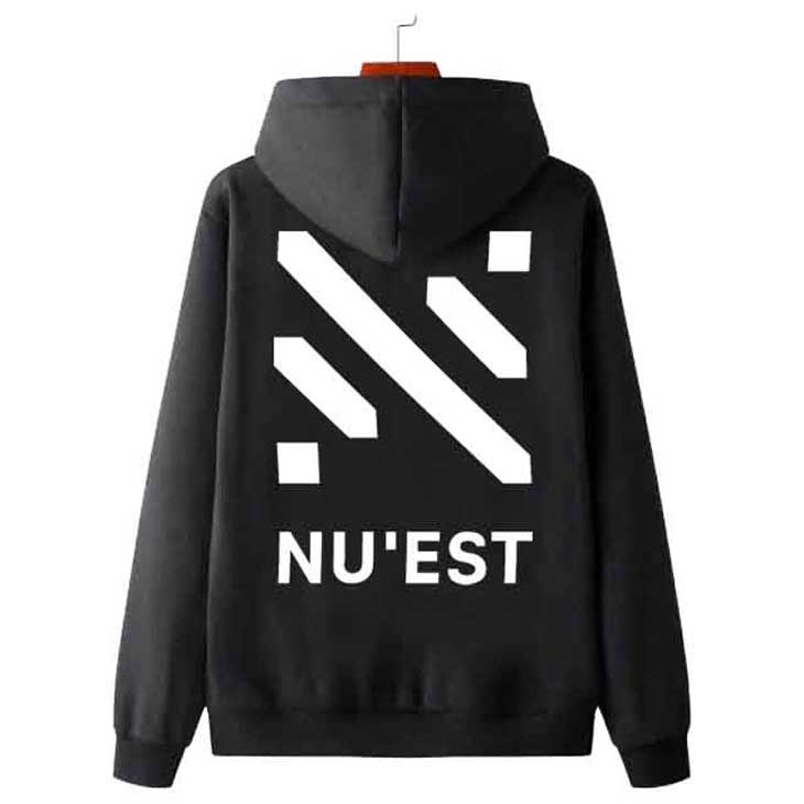 Jaket Hoodie KPOP NU'EST OFFICIAL LOGO Hoodie Hitam Casual Unisex Bahan Katun