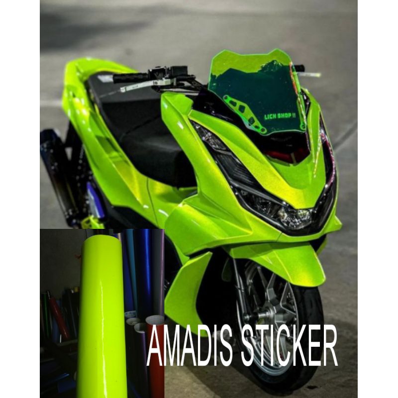 Stiker skotlet hijau muda glossy scotlite motor hijau stabilo sticker warna hijau
