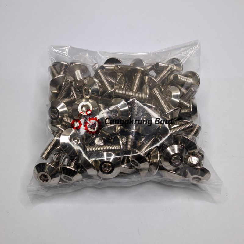 1paket Baut body xride kunci L drat 8 / baut body yamaha xride chrome
