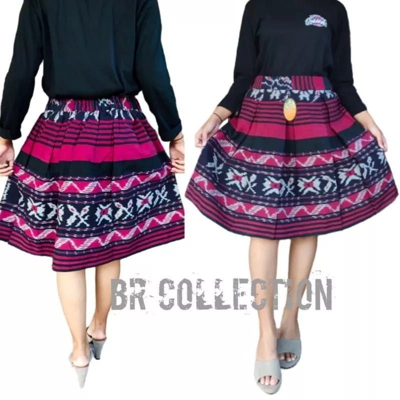 ROK TENUN PENDEK MAYUNG BUNGA MERAH