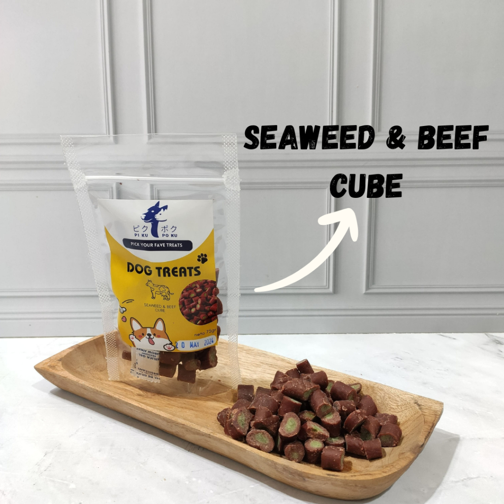 [PIKU POKU] Seaweed & Beef Cube (75gr) | Snack Anjing Camilan Anjing Dogfood Petfood Makanan Hewan M
