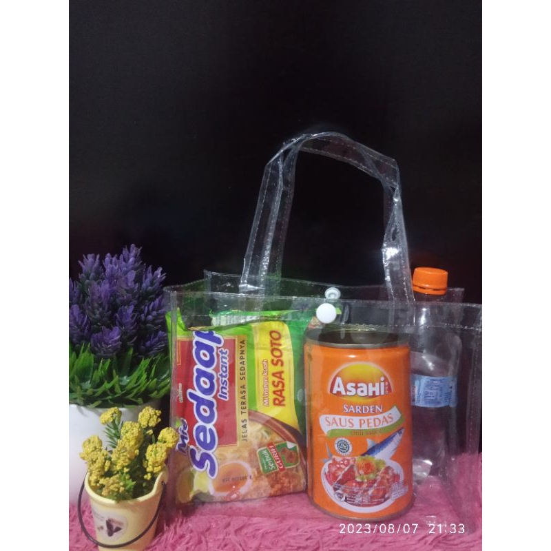 tas mika transparan bahan tebal tas souvenir ultah