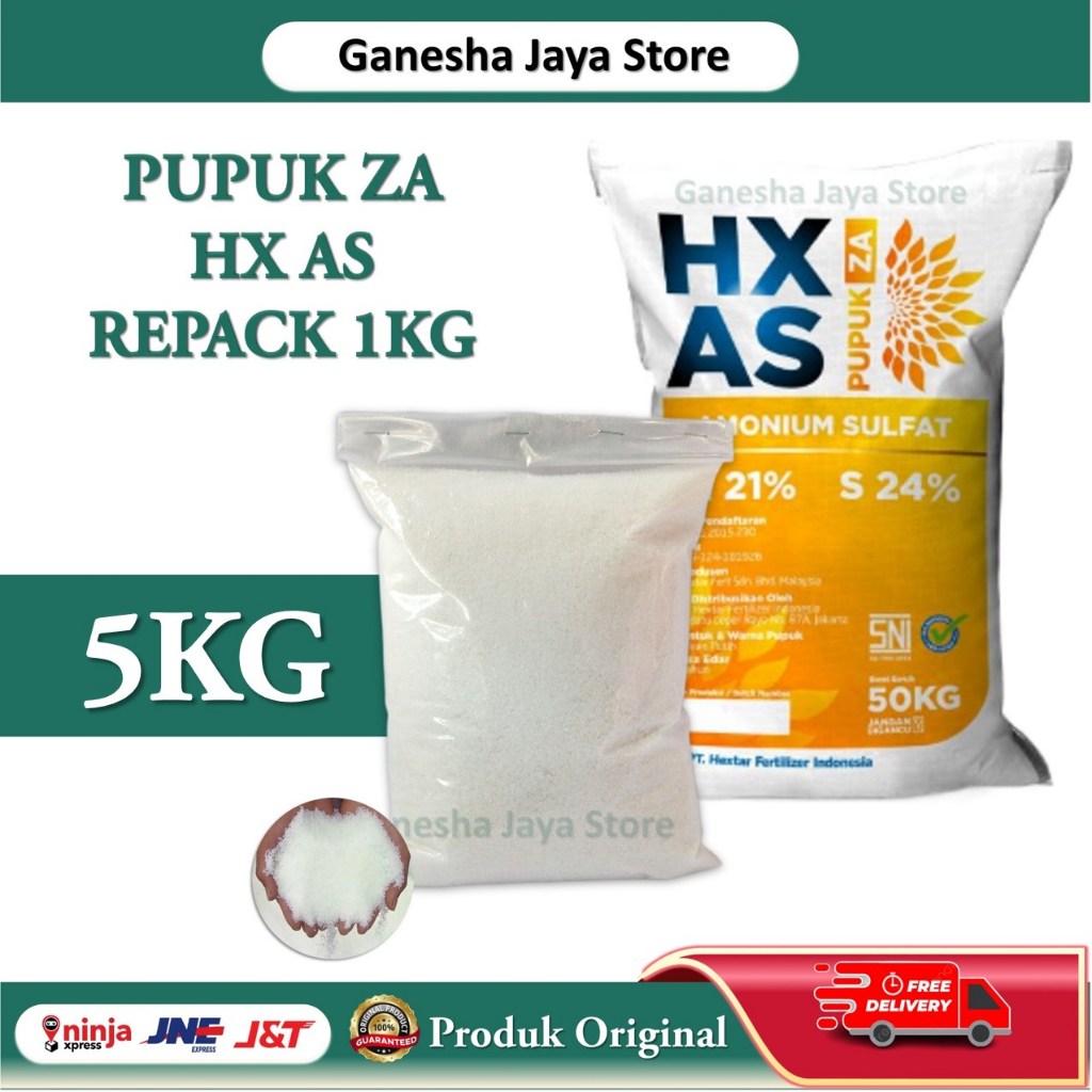 PUPUK ZA HX AS PREMIUM Repack 5KG PUPUK ZA AMONIUM SULFAT PUPUK DASAR PUPUK PENYUBUR DAN PEMBENAH TA