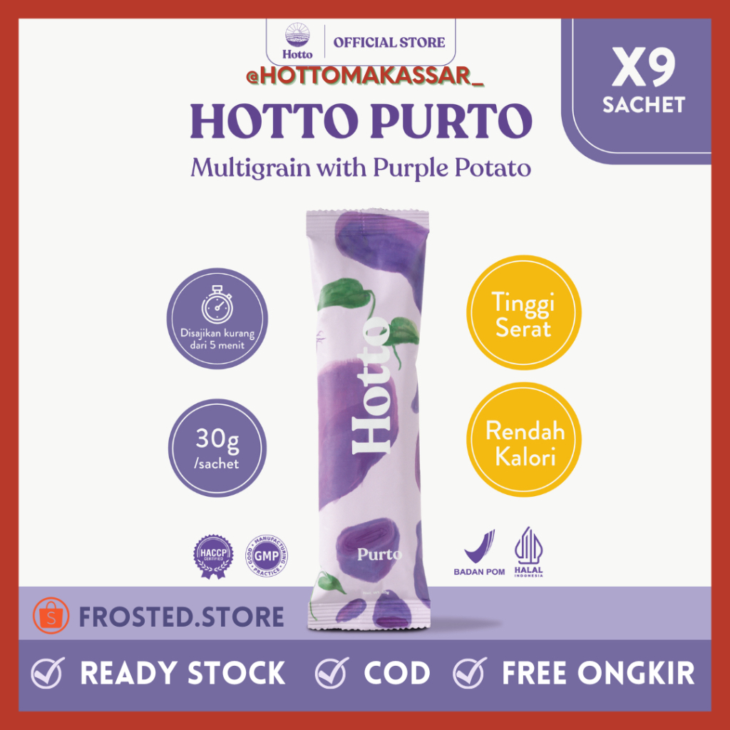 

[ READY STOCK ] 9 SACHET HOTTO PURTO BPOM HALAL MULTIGRAIN HOTOPURTO HOTO