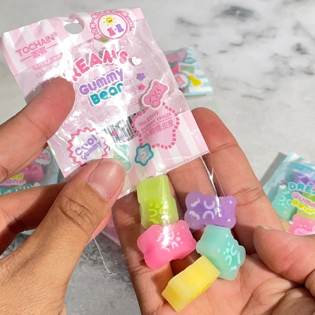 

Penghapus Lucu Gummy Bear Mini Dream 1 pack isi 5 PCS harga TERMURAH / Eraser Hapusan Imut bentuk Beruang Mini 1 set isi 5 Piece Warna-Warni Alat Tulis Anak Kekinian Fancy bisa Grosir dan COD