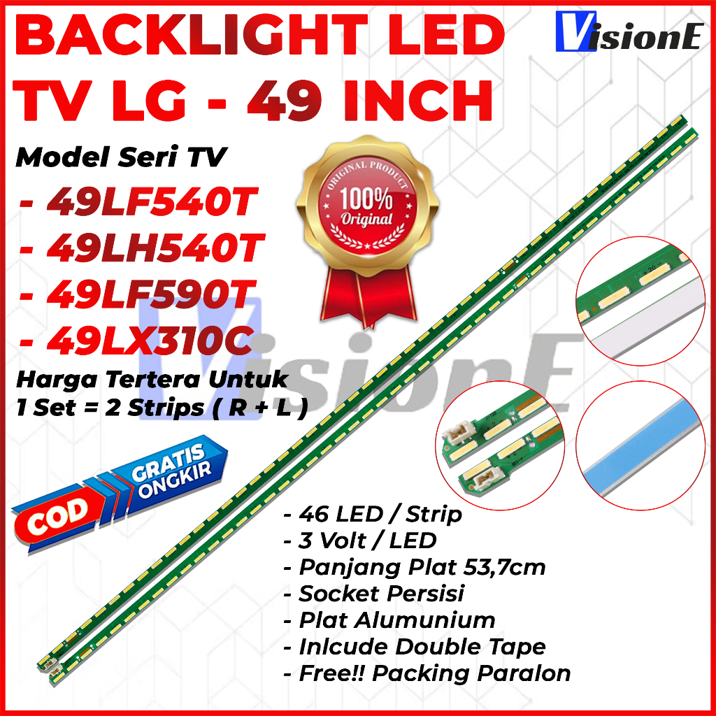 BACKLIGHT TV LED LG 49 INCH 49LF540 49LH540 49LF590 49LX310 49LF540T 49LH540T 49LF590T 49LX310C LAMP