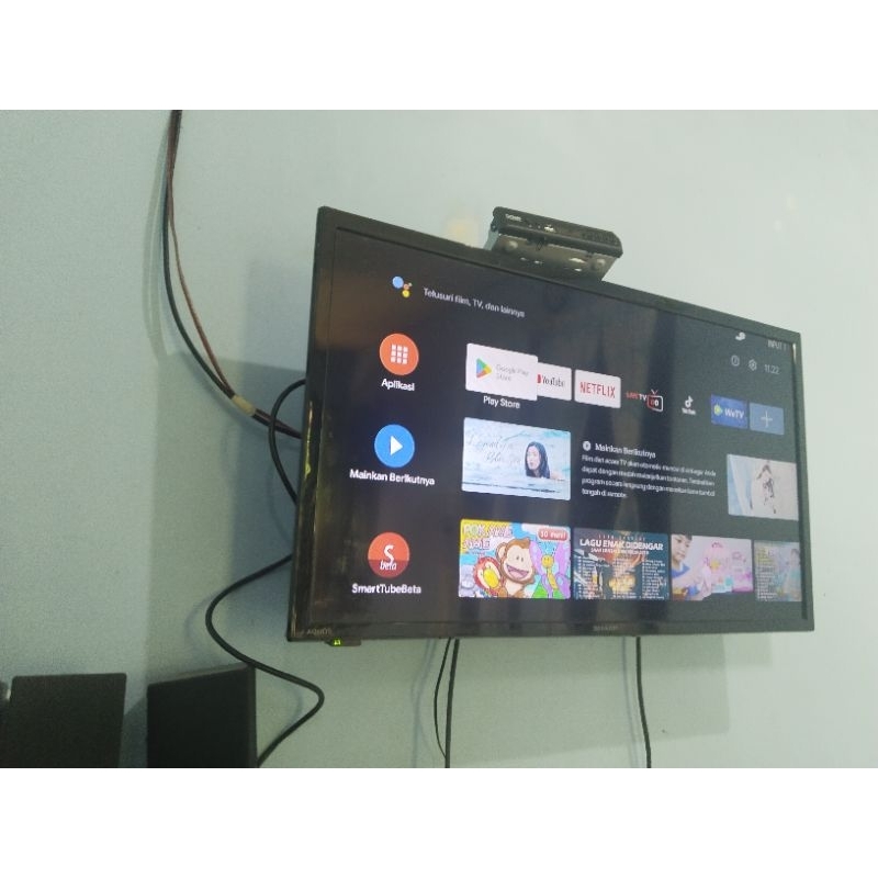 STB ANDROID TV BOX ram 2gb os 10 remot voice