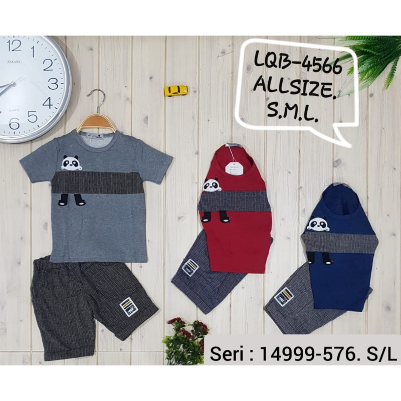 Setelan Baju motif panda S/M/L LA QI LAI