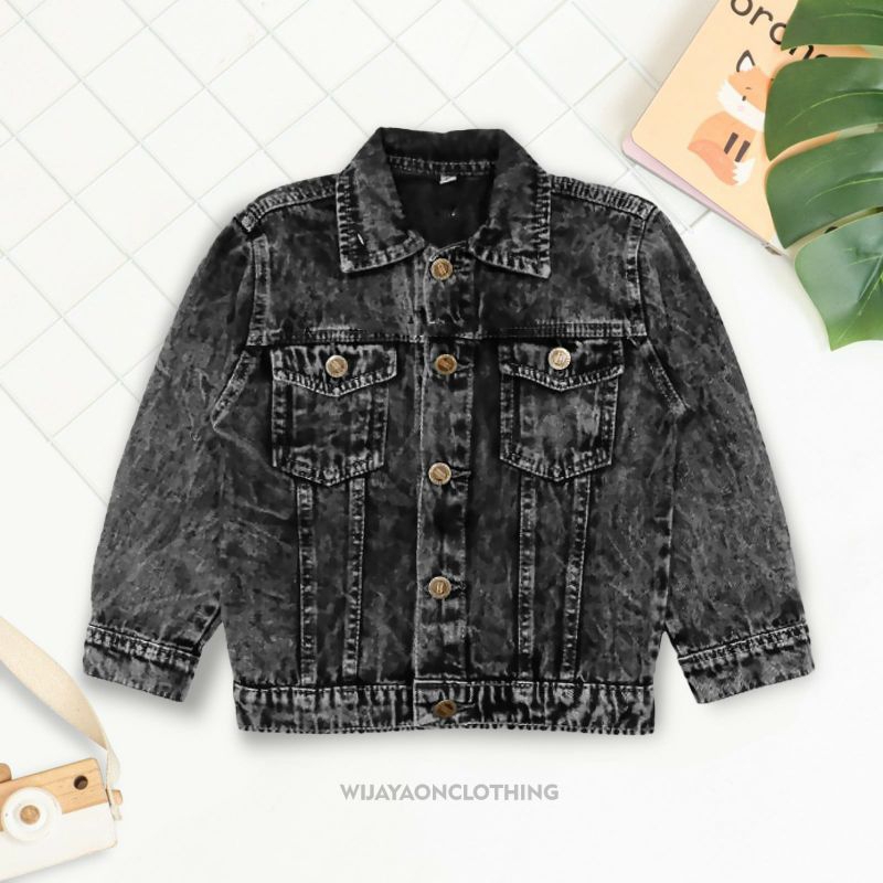 Jaket Jeans Anak Snowblack Usia 3-7 Tahun Outers Outwears Anak Blackwash Jaket Anak Cowok Cewek Unis