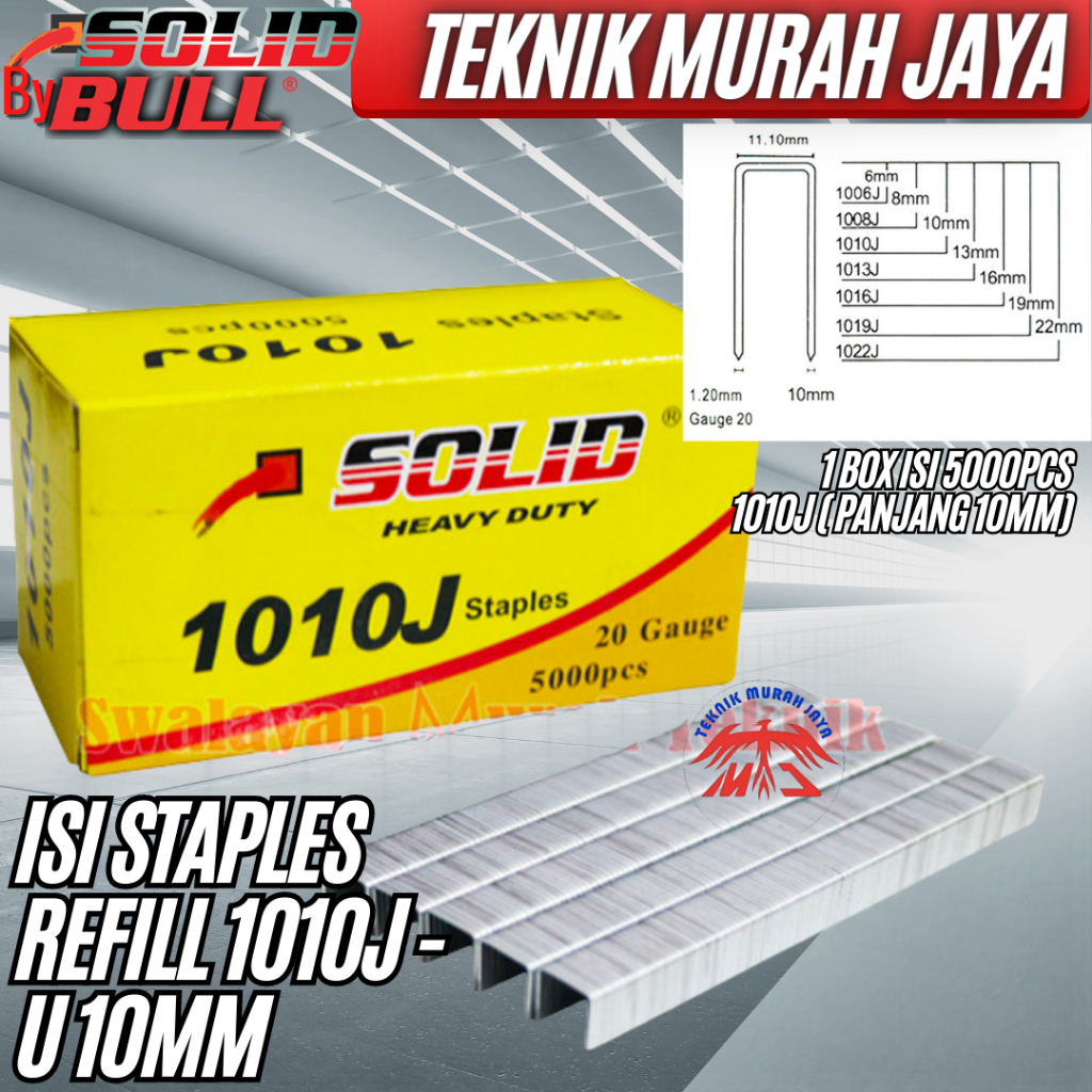 

SOLID Isi Ulang Straples Staples Air Stapler Refill 1010J isi 5000 pcs Paku Tembak U 10mm Kodenki