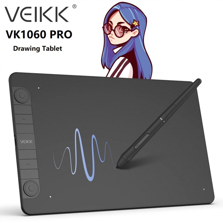 VEIKK VK1060 PRO - Digital Graphics Drawing Tablet with Pen Tablet P05