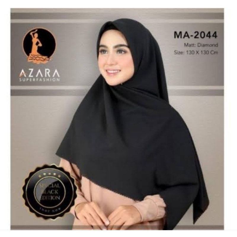 Hijab Jumbo Hitam Azara Segi empat laser cut ukuran 130x130