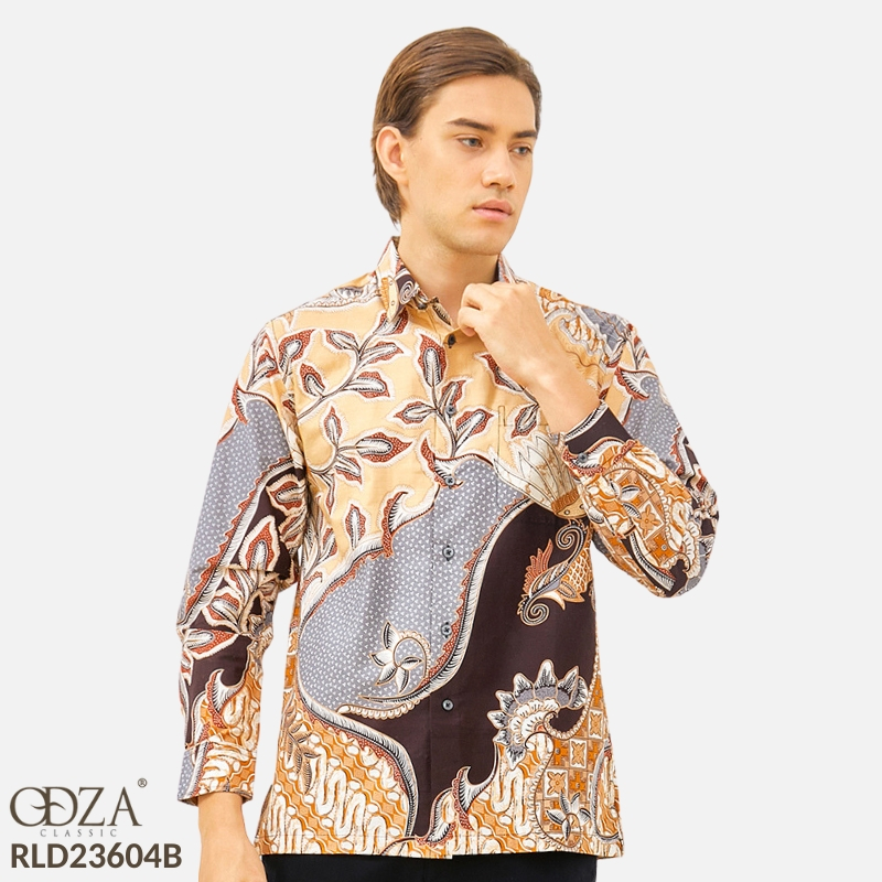 Odza Batik Kemeja Pria Lengan Panjang Batik Pesta Kemeja Motif Modern Regular Fit Ziya