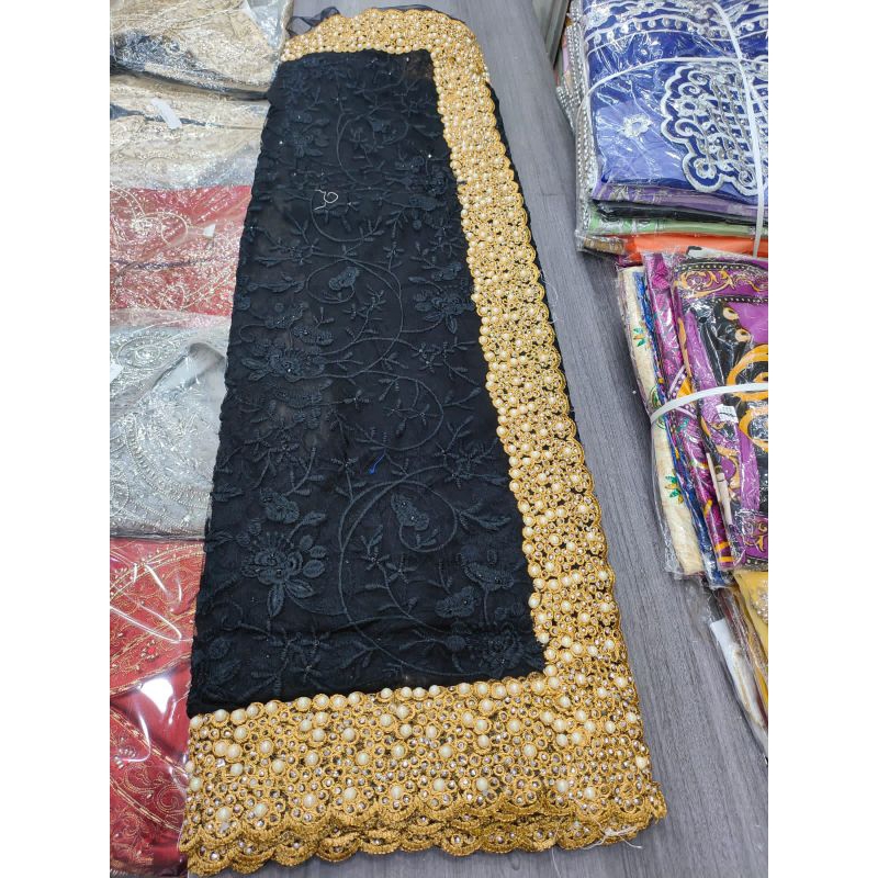 Saree Sari Mutiara India Premium Bordir 6 Meter Diwali Dipavali Dipawali Pesta Pengantin Pernikahan 