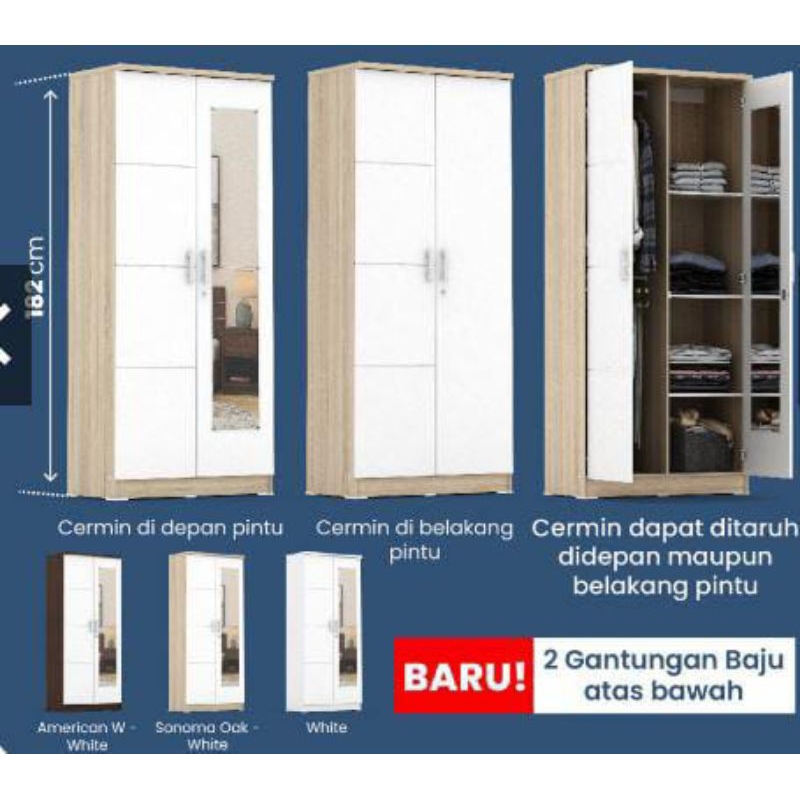 OSFRANS Termurah Lemari Pakaian 2 Pintu  Alba BAZ 2MN LT ALBA 2M 2 M  GACO 2P GACO 3P Pira Metropoli
