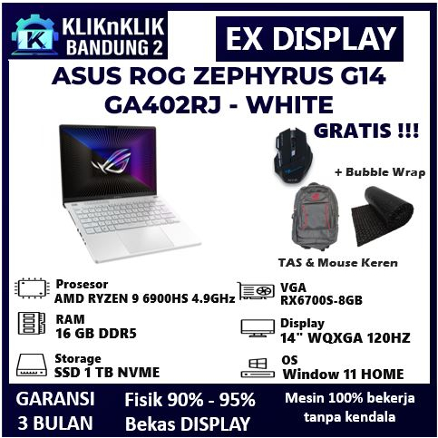 Laptop Asus Rog Zephyrus G14 GA402RJ Amd Ryzen 9 6900Hs 16Gb 1Tb White