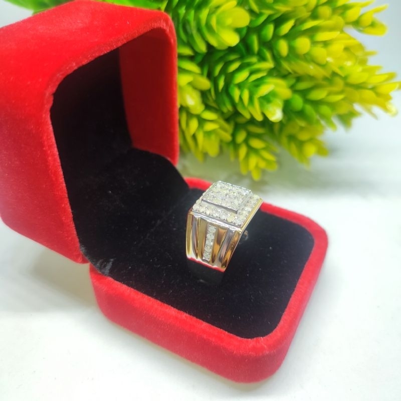 cincin laki ikat perak full berlian eropa asli