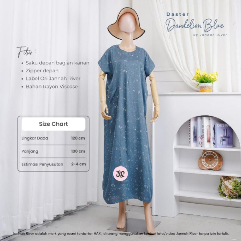Daster Dandelion Blue Ori Jannah River || Daster Premium by Jannah River #daster #jannahriver