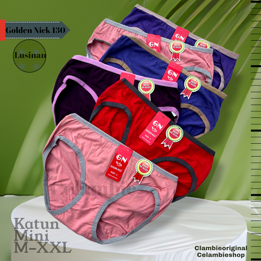 Celana Dalam Golden Nick 130 Cd Wanita Lusinan Cutting Mini Bahan Lembut Meresap Keringat polos