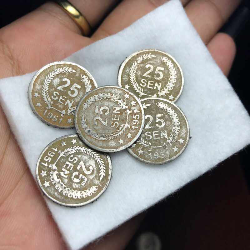 Koin Kuno 25 Sen Dipanegara 1951 Kapas dan Padi