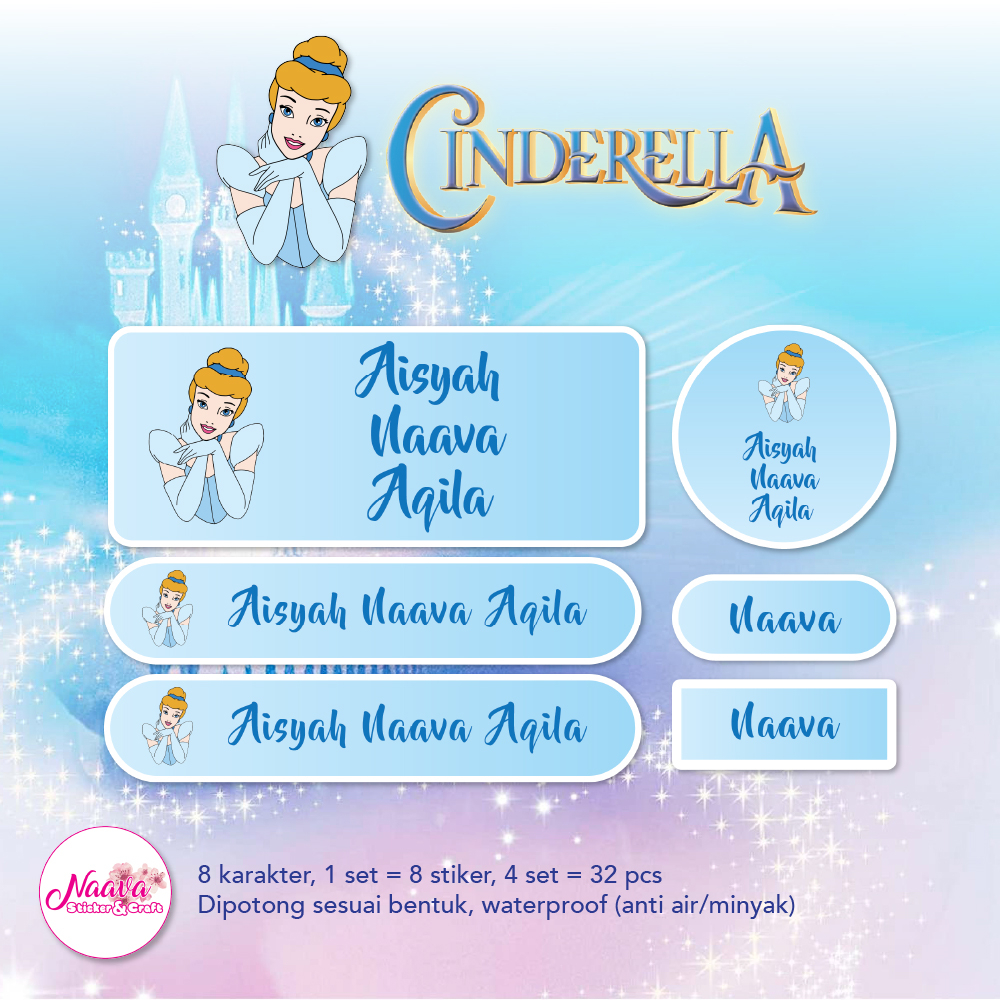 

STIKER LABEL COMBO CUSTOM UNTUK ANAK LUCU - CINDERELLA