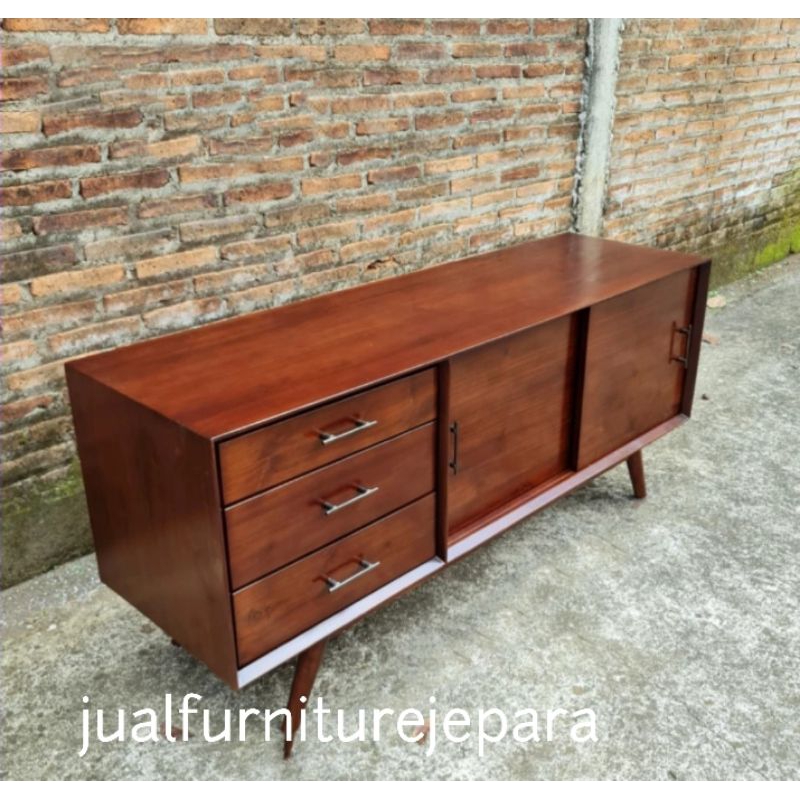 meja tv minimalis kayu jati asli, buffet tv minimalis jati asli, bufet tv jati minimalis