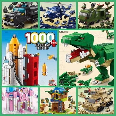 Mainan Edukasi Brick Susun 1000PCS - Pesawat Tank Helicopter Istana