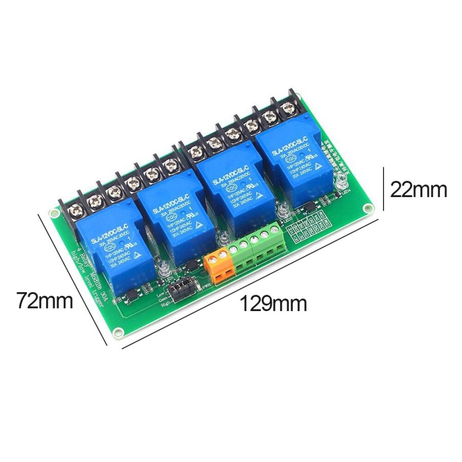 Relay module Arduino 4ch 30A Input Bisa High dan Low Active Trigger