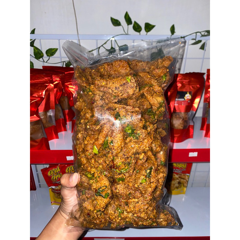 

(PROMO) KULIT AYAM KILOAN MURAH terlaris populer pedas daun jeruk dan original kulit ayam crispy 250 gram