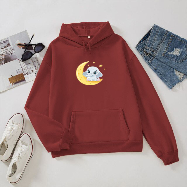 hoodie jaket wanita aesthetic motif elephant sabit l xl xxl hoodie sweater cewek kekinian trendy tik